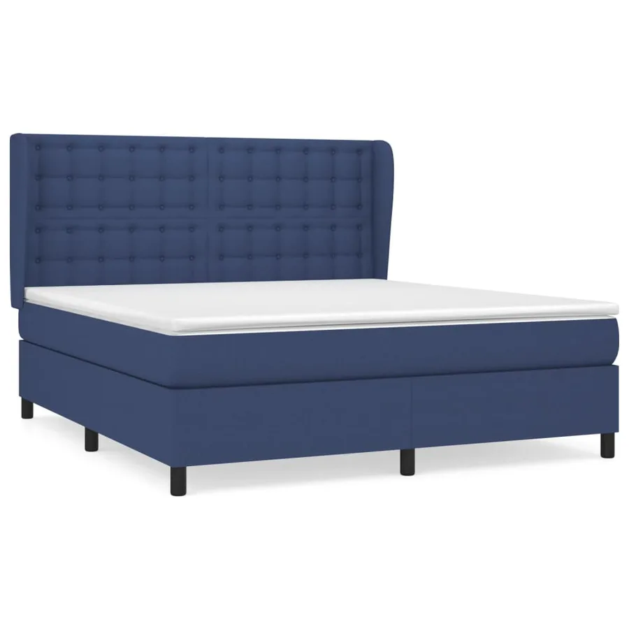 Sommier à lattes de lit avec matelas Bleu 160x200 cm Tissu - 2