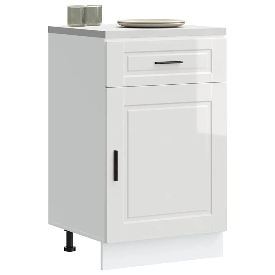 Armoire de cuisine Porto blanc brillant bois ingénierie