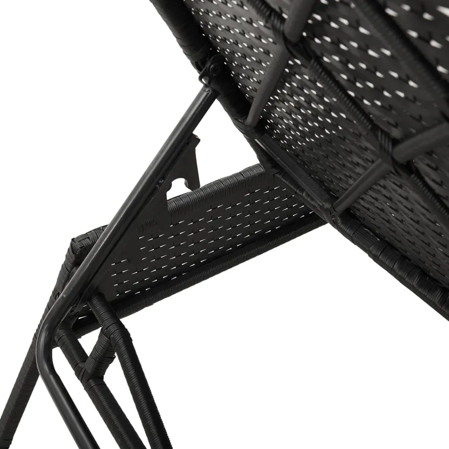 Chaises longues lot de 2 avec table noir résine tressée - 9