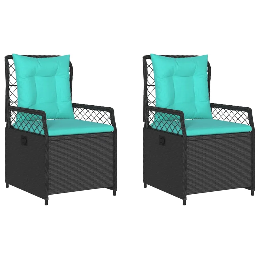 Chaises de jardin inclinables lot de 2 noir résine tressée - 2