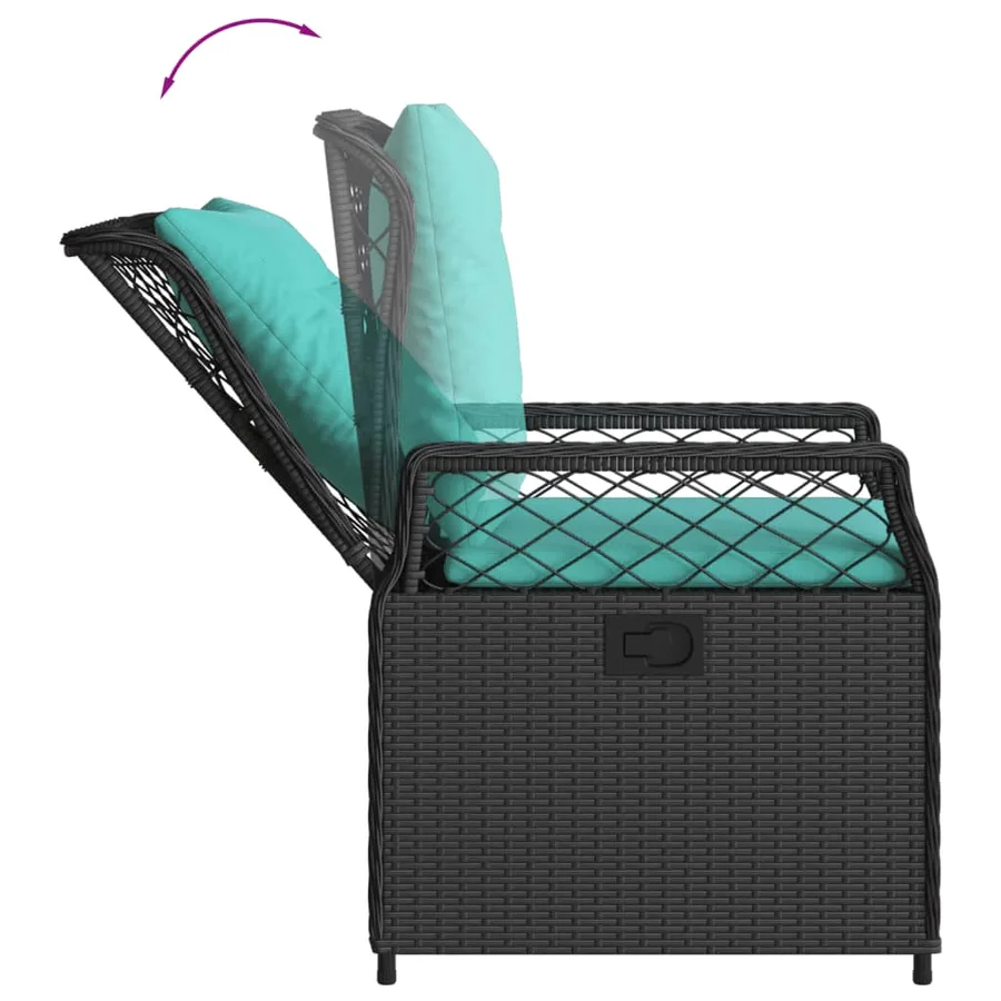 Chaises de jardin inclinables lot de 2 noir résine tressée - 8