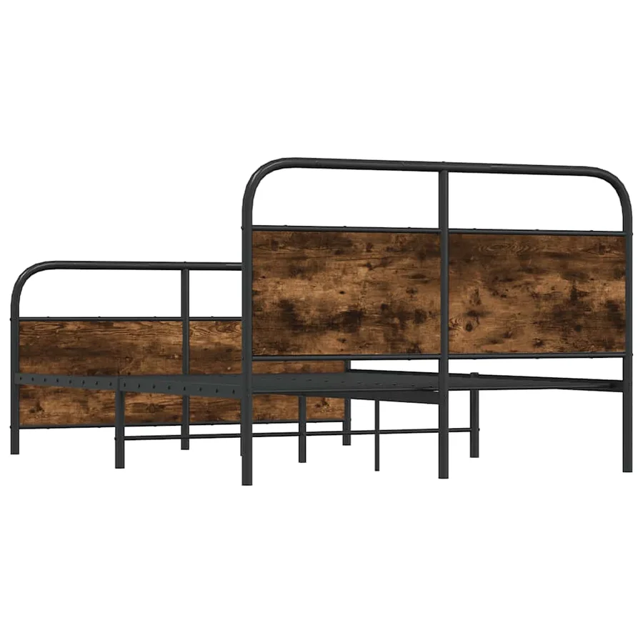 Cadre de lit en métal sans matelas chêne fumé 140x190 cm - 7