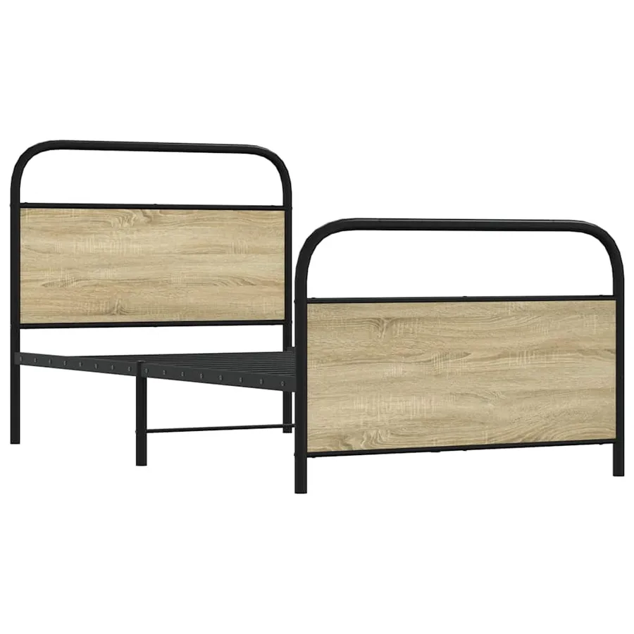 Cadre de lit sans matelas 90x200cm chêne sonoma bois ingénierie - 5
