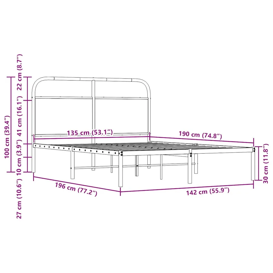 Cadre de lit sans matelas 135x190 cm chêne sonoma - 9