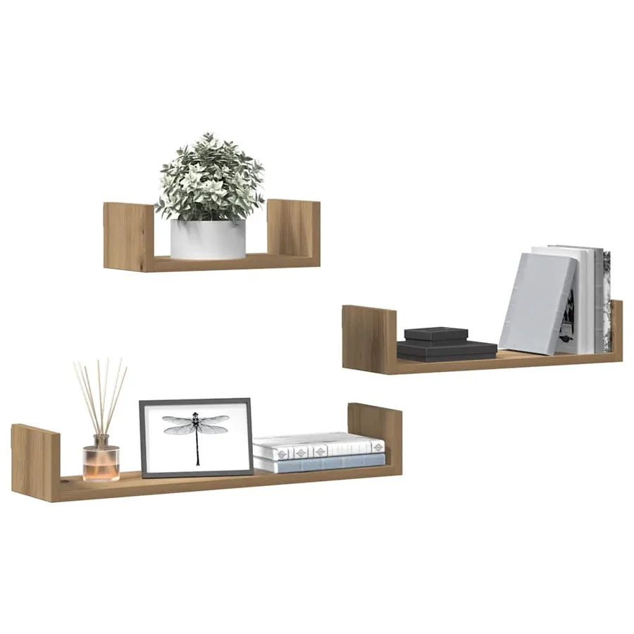 Étagères murales 3 pcs chêne artisanal bois d'ingénierie - 3