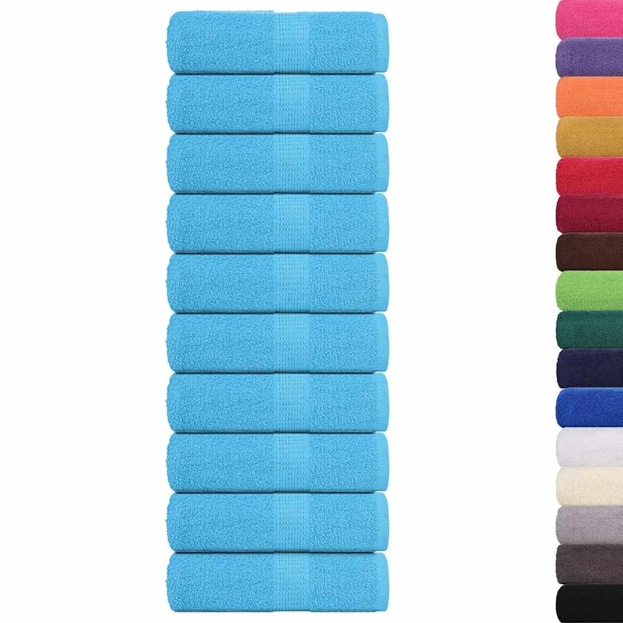 Serviettes de toilette FROGN 10 pièces Turquoise 30x30 cm 360 g/m² - 2