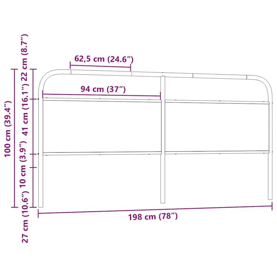 Tête de lit de remplacement chêne sonoma 190 cm acier et bois d'ingénierie - 7