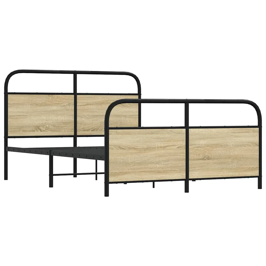Cadre de lit en métal sans matelas chêne sonoma 140x200 cm - 3