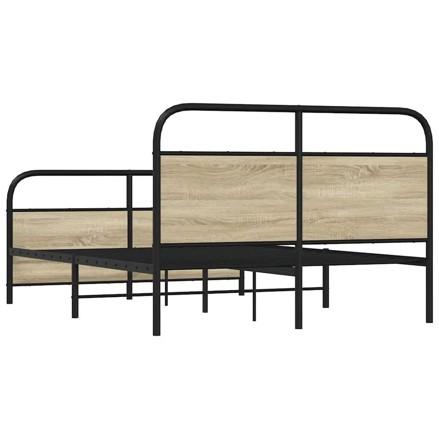 Cadre de lit en métal sans matelas chêne sonoma 140x200 cm - 6