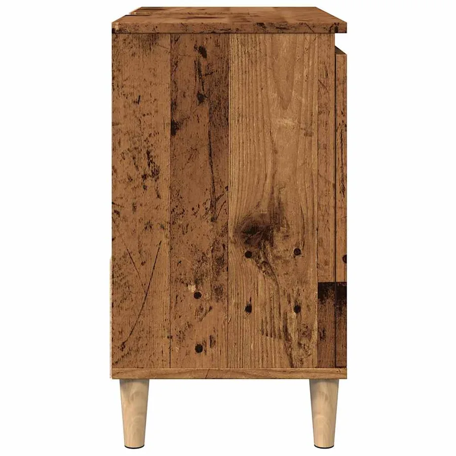 Armoire lavabo vieux bois 65x33x60 cm bois d'ingénierie - 6