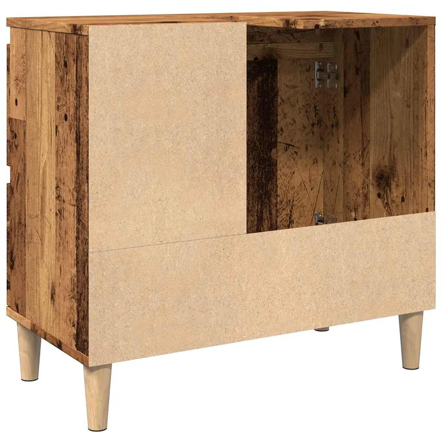 Armoire lavabo vieux bois 65x33x60 cm bois d'ingénierie - 7
