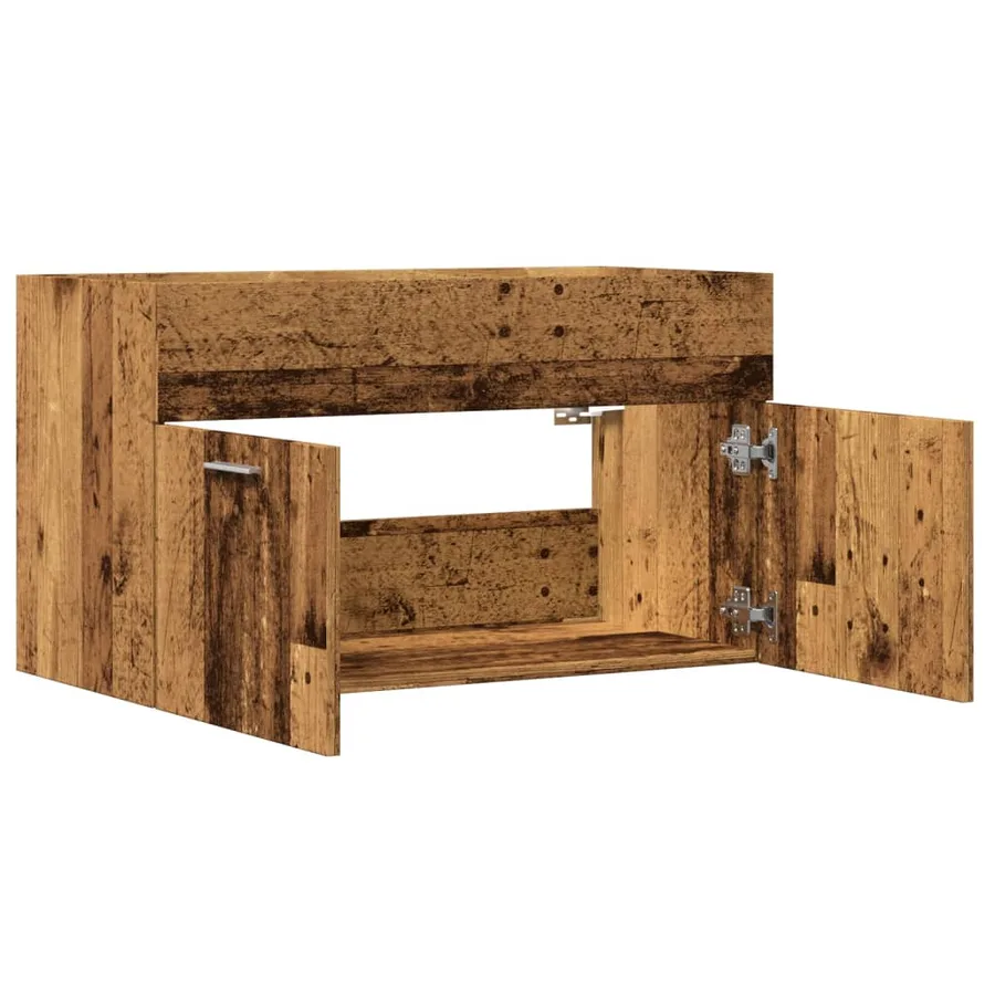 Armoire lavabo de salle de bain vieux bois bois d'ingénierie - 7