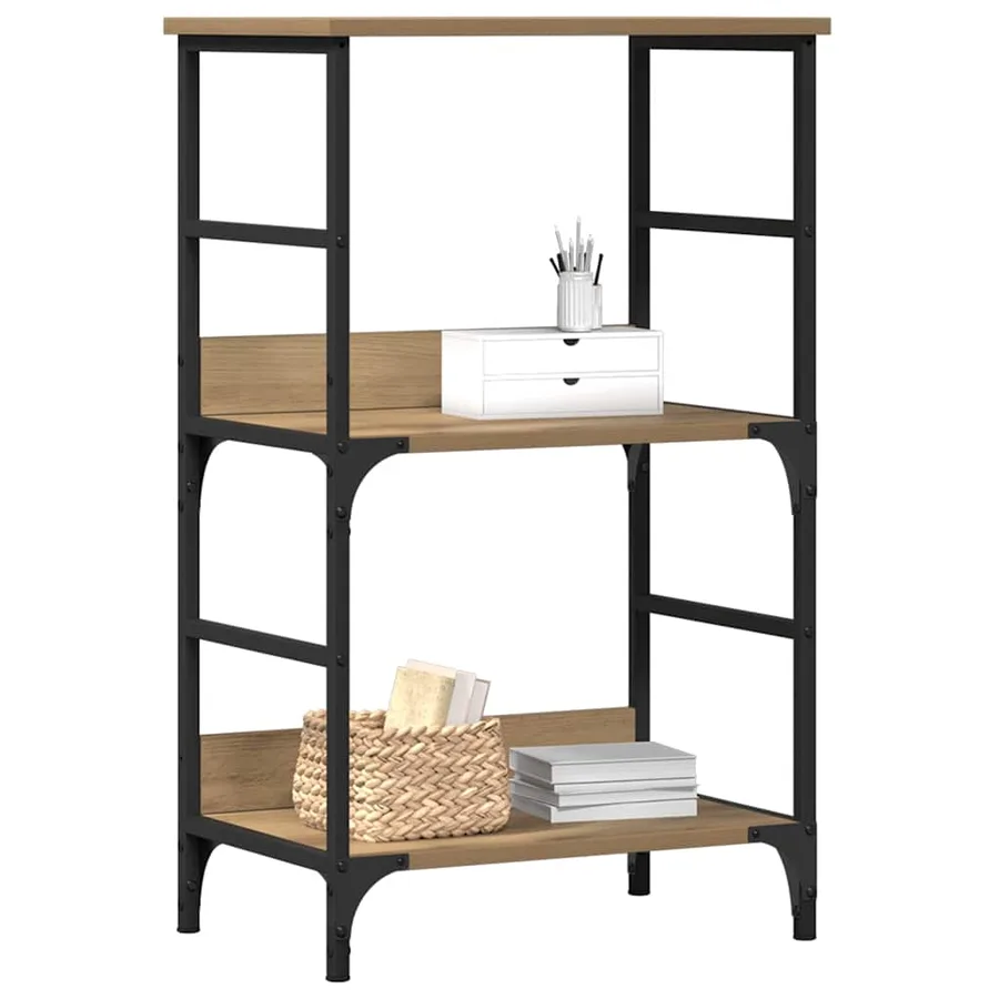 Bibliothèque chêne artisanal 50x33x82 cm bois d'ingénierie - 3