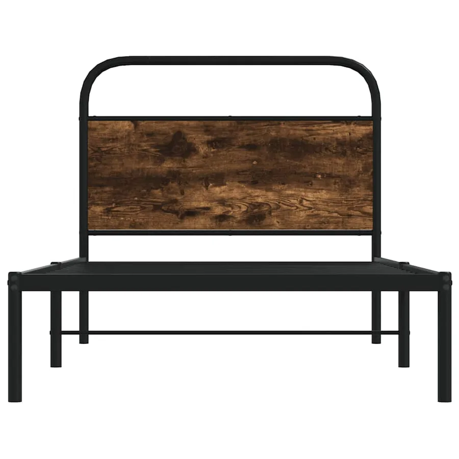 Cadre de lit sans matelas 100x190 cm chêne fumé bois ingénierie - 5