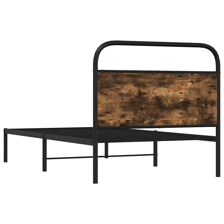 Cadre de lit sans matelas 100x190 cm chêne fumé bois ingénierie - 7