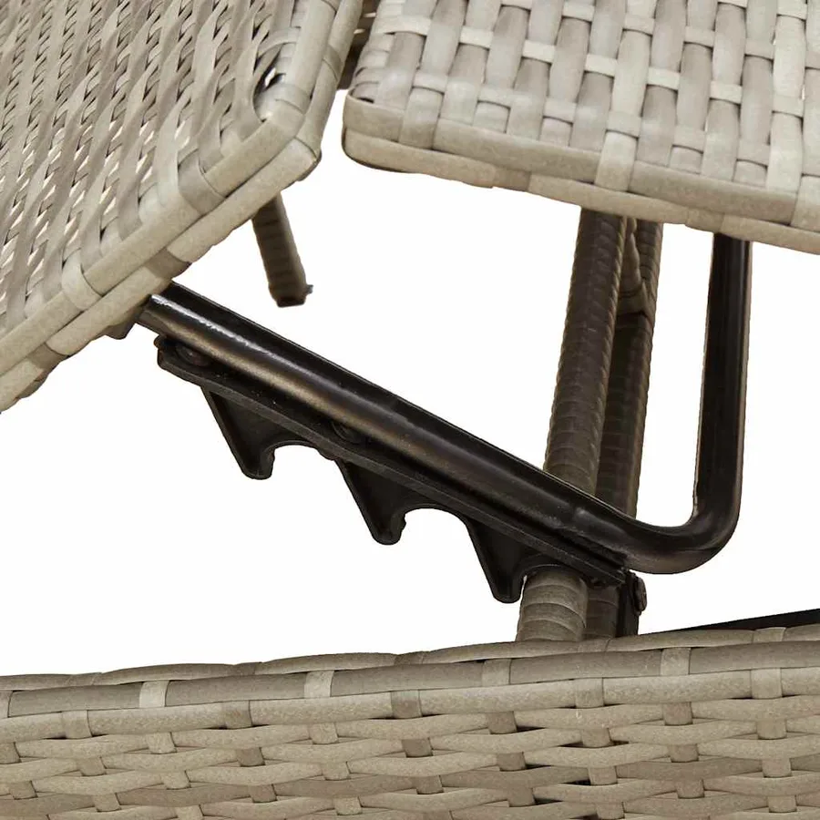 Chaise longue avec coussin gris résine tressée - 8