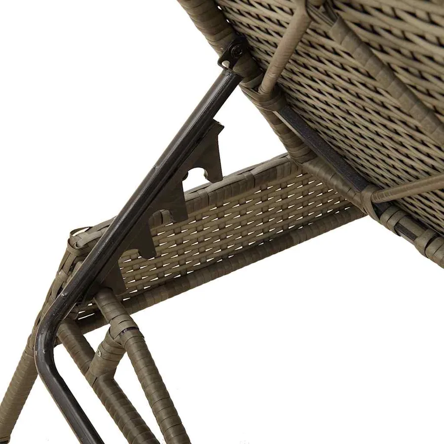 Chaise longue avec coussin gris résine tressée - 9