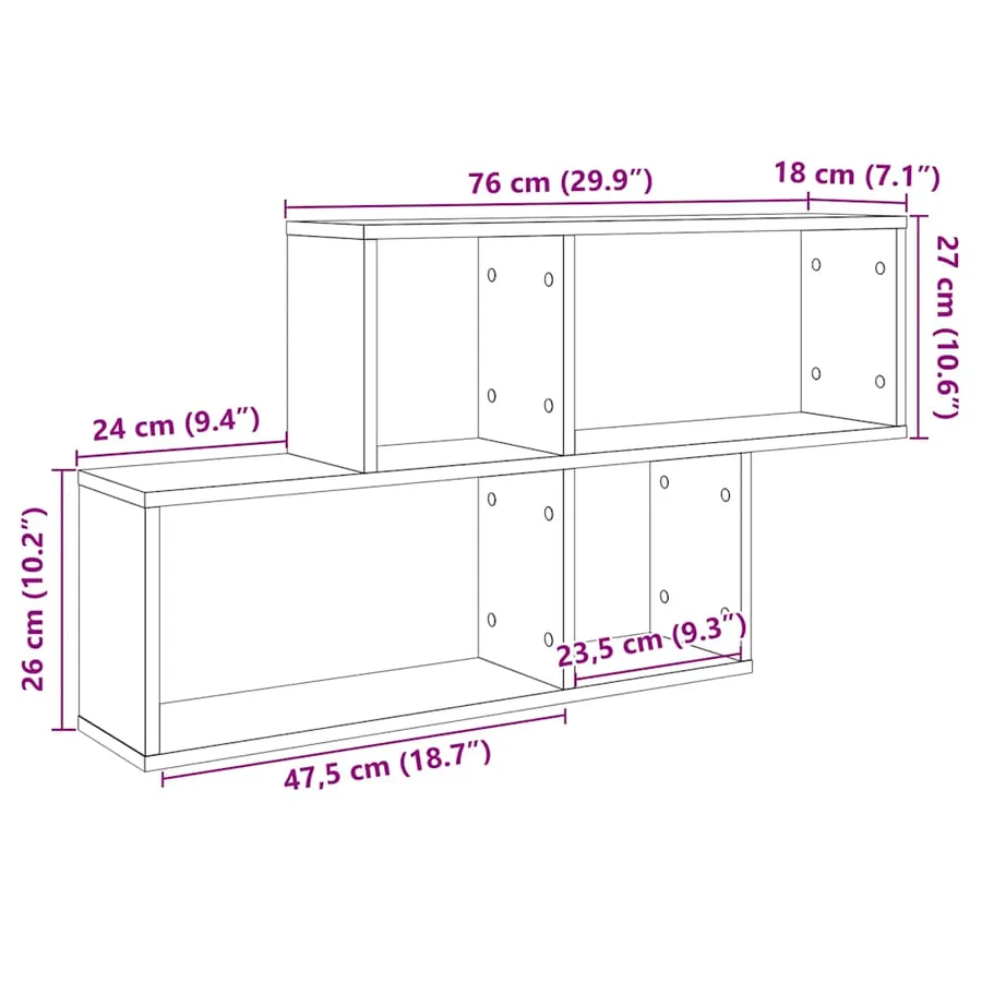 Étagère murale chêne artisanal 100x18x53 cm bois d'ingénierie - 9