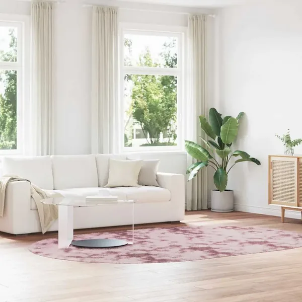 Tapis Shaggy à poils longs NAVARRA rose poudré 300x200 cm