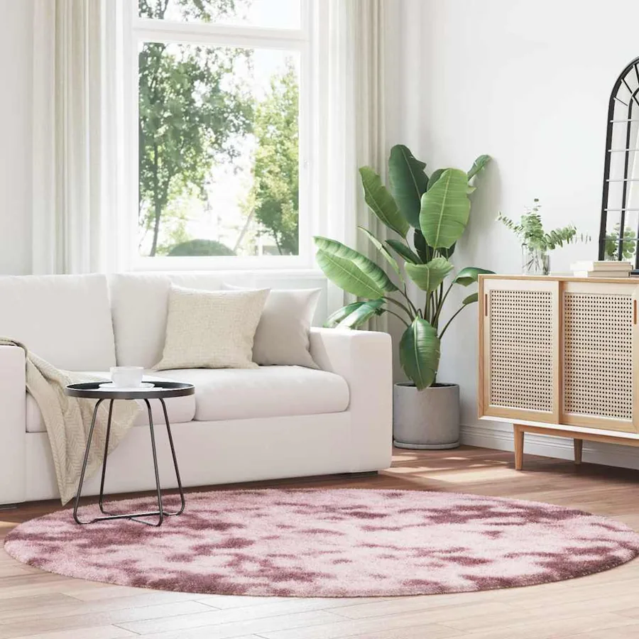 Tapis Shaggy à poils longs NAVARRA rose poudré 200x200 cm