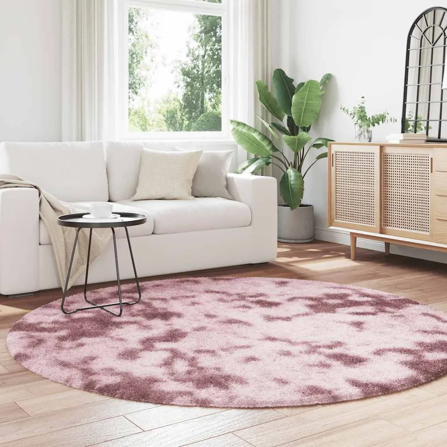 Tapis Shaggy à poils longs NAVARRA rose poudré 200x200 cm - 3