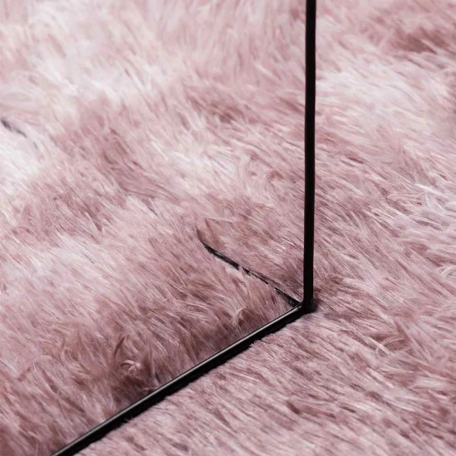 Tapis Shaggy à poils longs NAVARRA rose poudré 200x200 cm - 7