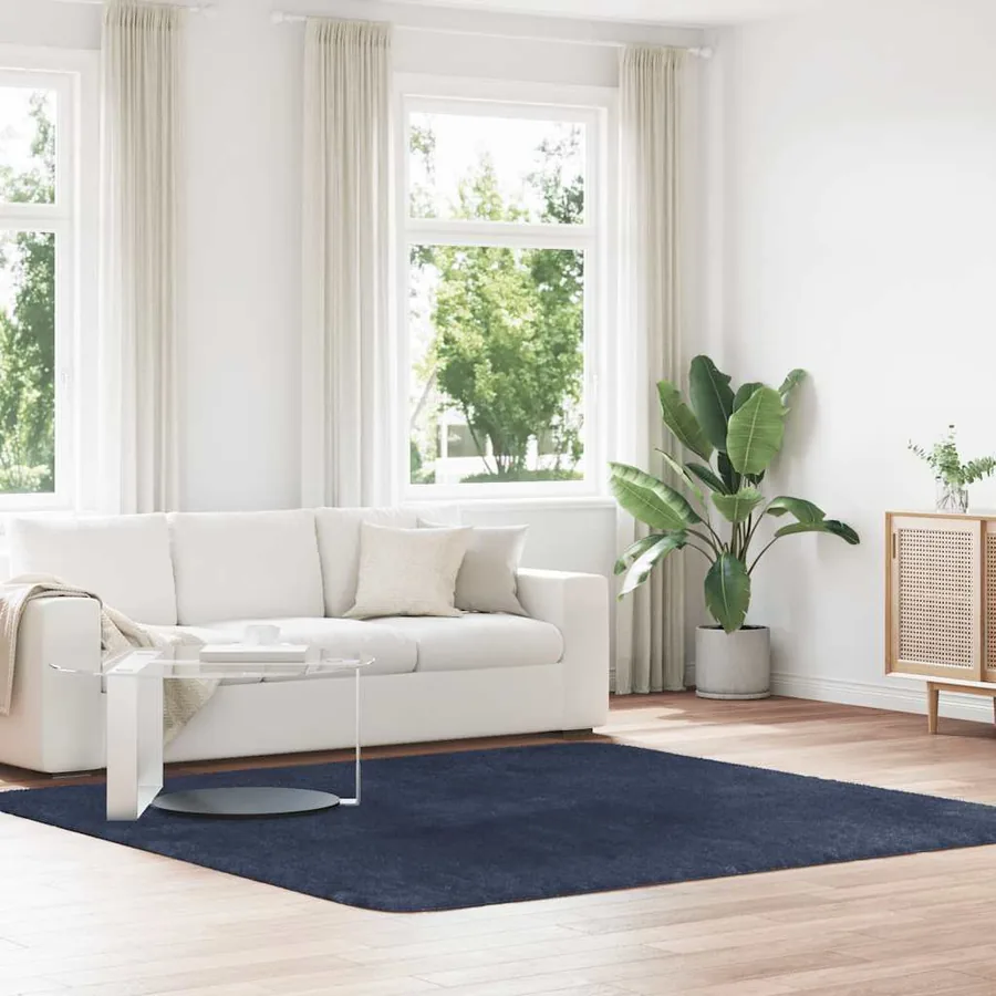 Tapis shaggy à poils longs NAVARRA bleu marine 240x240 cm
