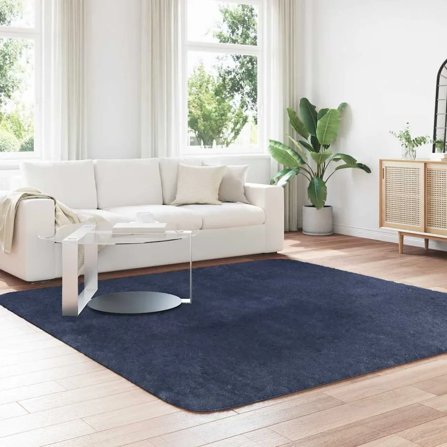 Tapis shaggy à poils longs NAVARRA bleu marine 240x240 cm - 3