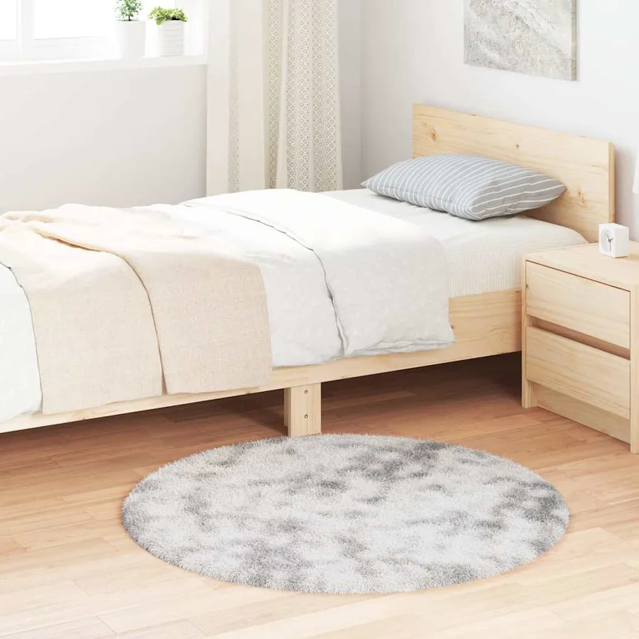 Tapis Shaggy à poils longs NAVARRA gris argenté 100x100 cm
