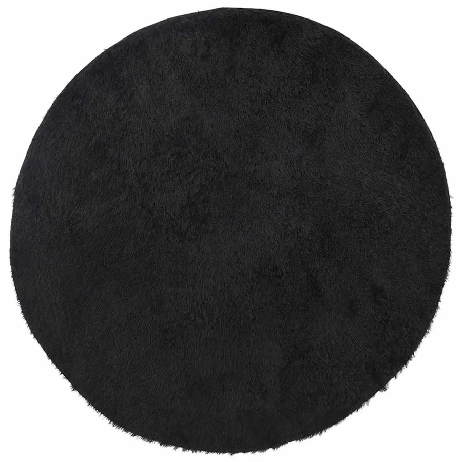 Tapis shaggy à poils longs NAVARRA noir 120x120 cm polyester - 2
