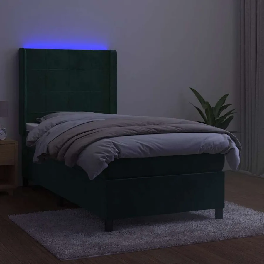 Sommier à lattes de lit matelas LED Vert foncé 90x200cm Velours - 3