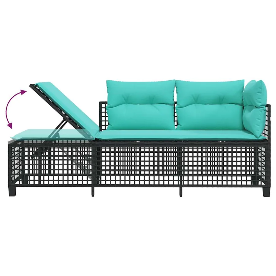 Ensemble de canapé d'angle de jardin 3 pcs avec coussins noir résine tressée - 10