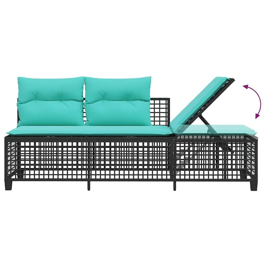 Ensemble de canapé d'angle de jardin 3 pcs avec coussins noir résine tressée - 11