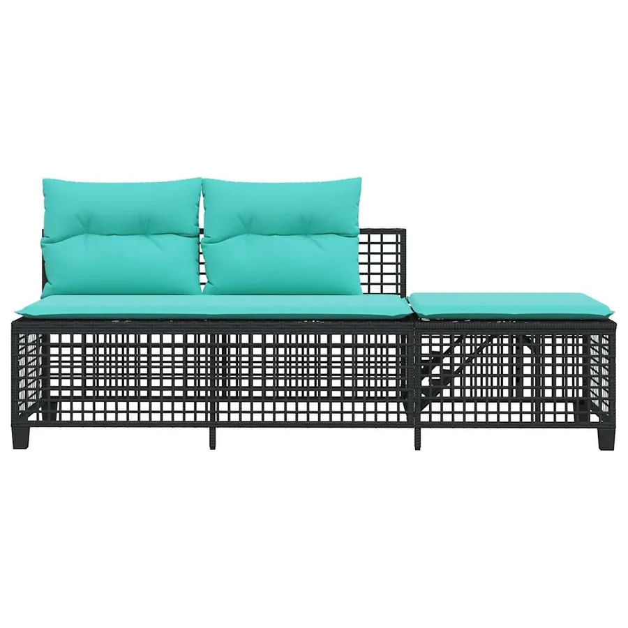 Ensemble de canapé d'angle de jardin 3 pcs avec coussins noir résine tressée - 7