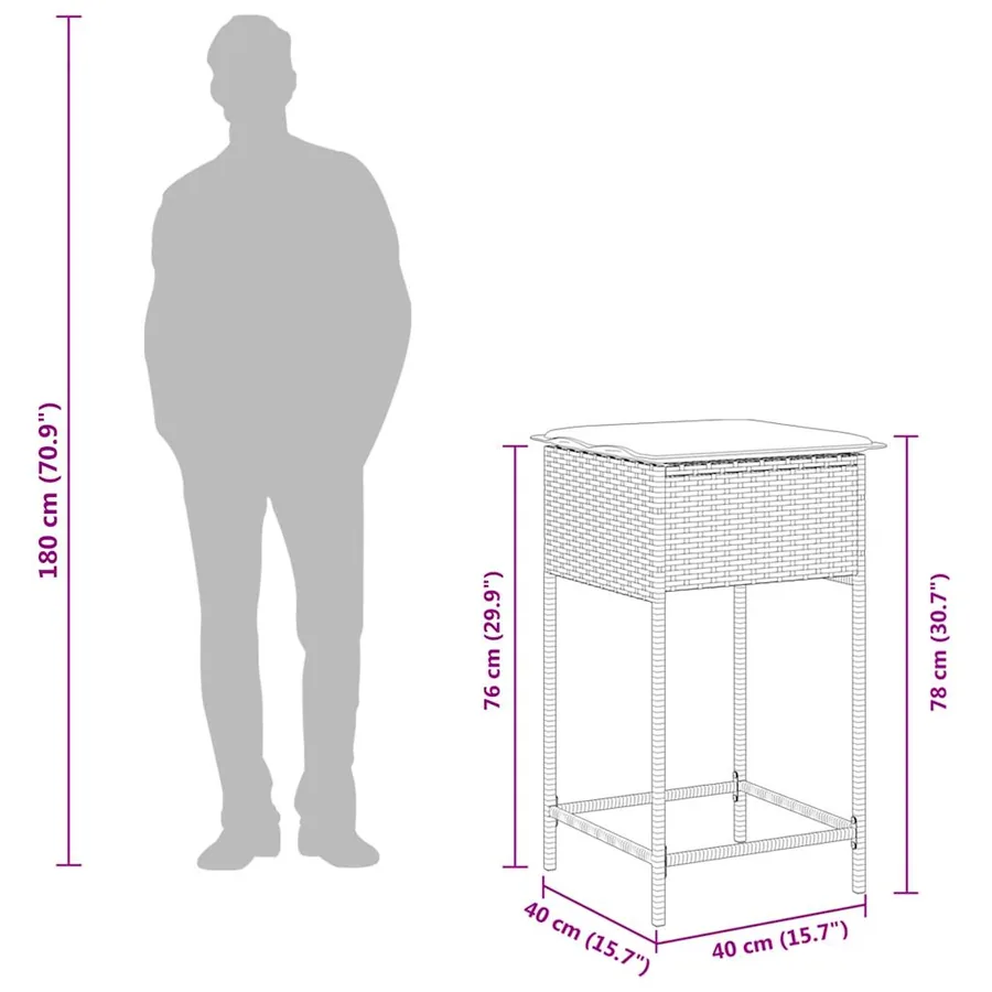 Tabourets de bar de jardin avec coussins lot de 2 noir résine tressée - 10