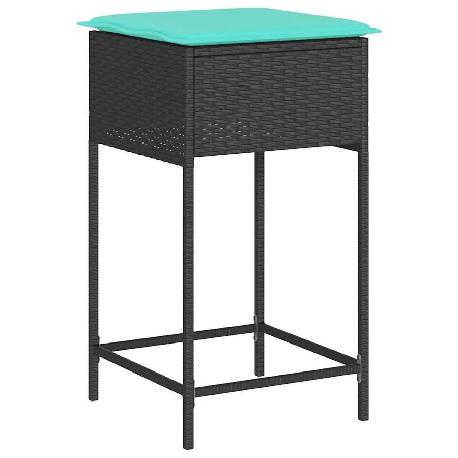Tabourets de bar de jardin avec coussins lot de 2 noir résine tressée - 4