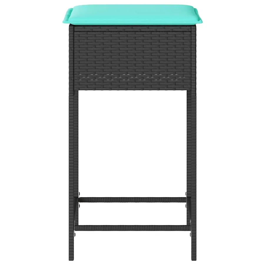 Tabourets de bar de jardin avec coussins lot de 2 noir résine tressée - 5