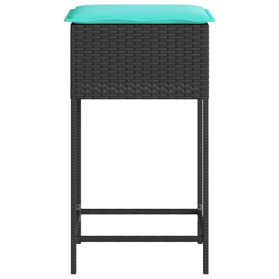 Tabourets de bar de jardin avec coussins lot de 2 noir résine tressée - 6