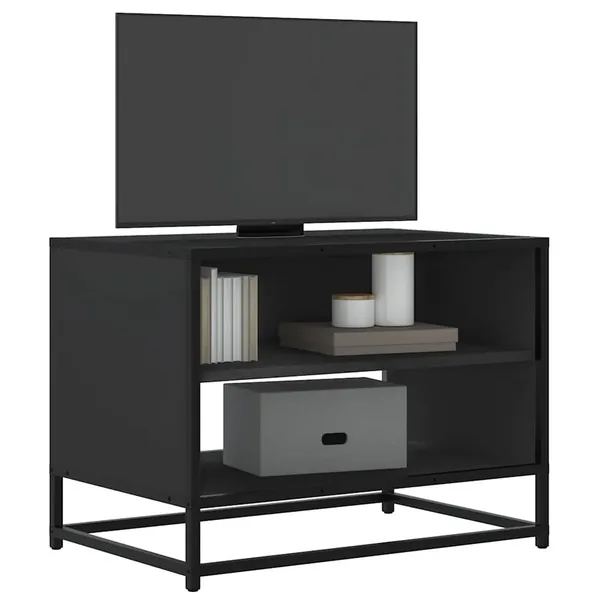 Meuble TV noir 61x40x46 cm bois d'ingénierie et métal
