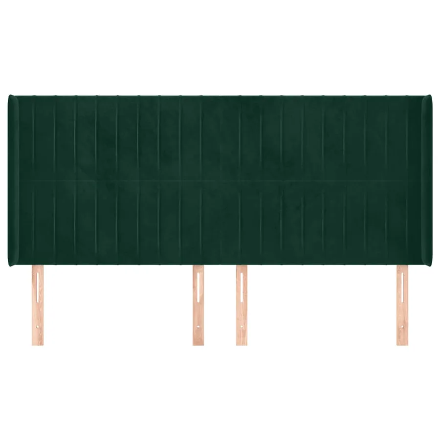 Tête de lit avec oreilles Vert foncé 183x16x118/128 cm Velours - 3