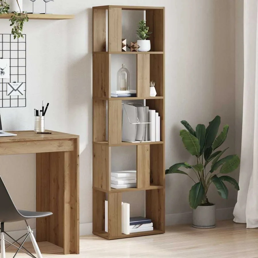 Bibliothèque chêne artisanal 45x24x159 cm bois d'ingénierie - 3