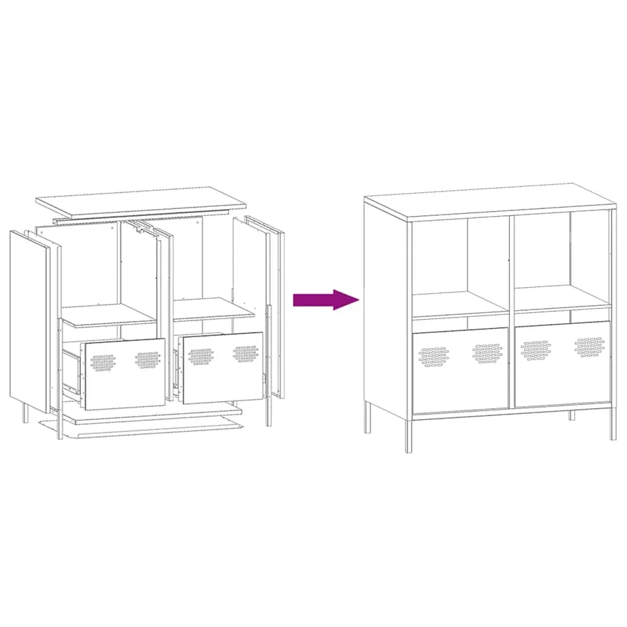 Buffet jaune moutarde 68x39x73,5 cm acier laminé à froid - 11