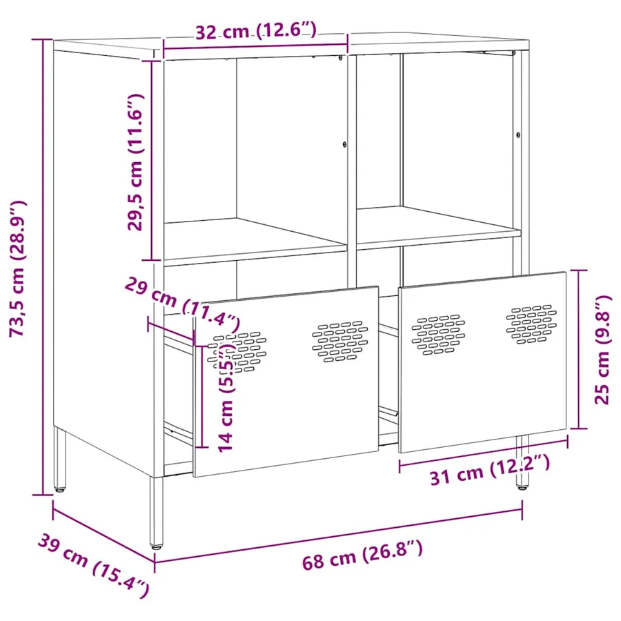 Buffet jaune moutarde 68x39x73,5 cm acier laminé à froid - 13