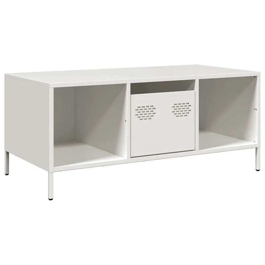 Table basse blanc 101,5x50x43,5 cm acier laminé à froid - 2