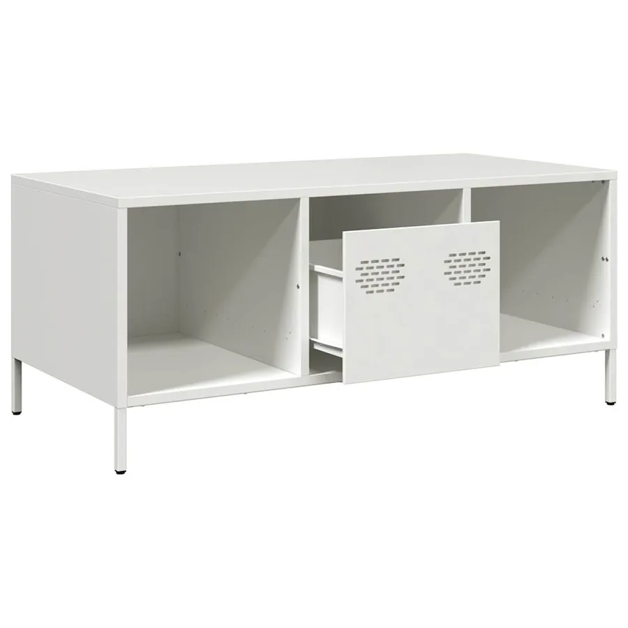 Table basse blanc 101,5x50x43,5 cm acier laminé à froid - 5