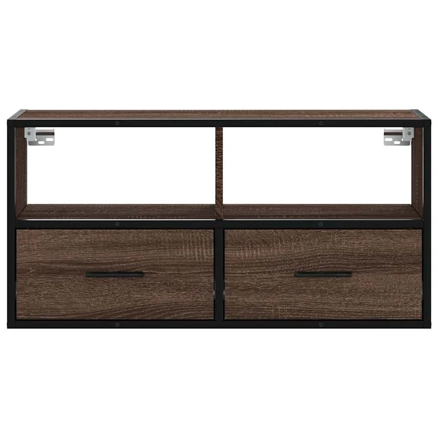 Meuble TV chêne marron 80x31x39,5 cm bois d'ingénierie et métal - 4