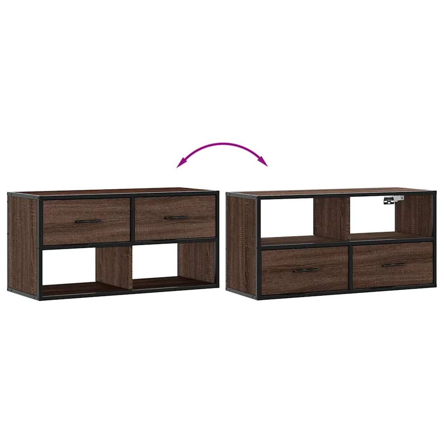 Meuble TV chêne marron 80x31x39,5 cm bois d'ingénierie et métal - 7