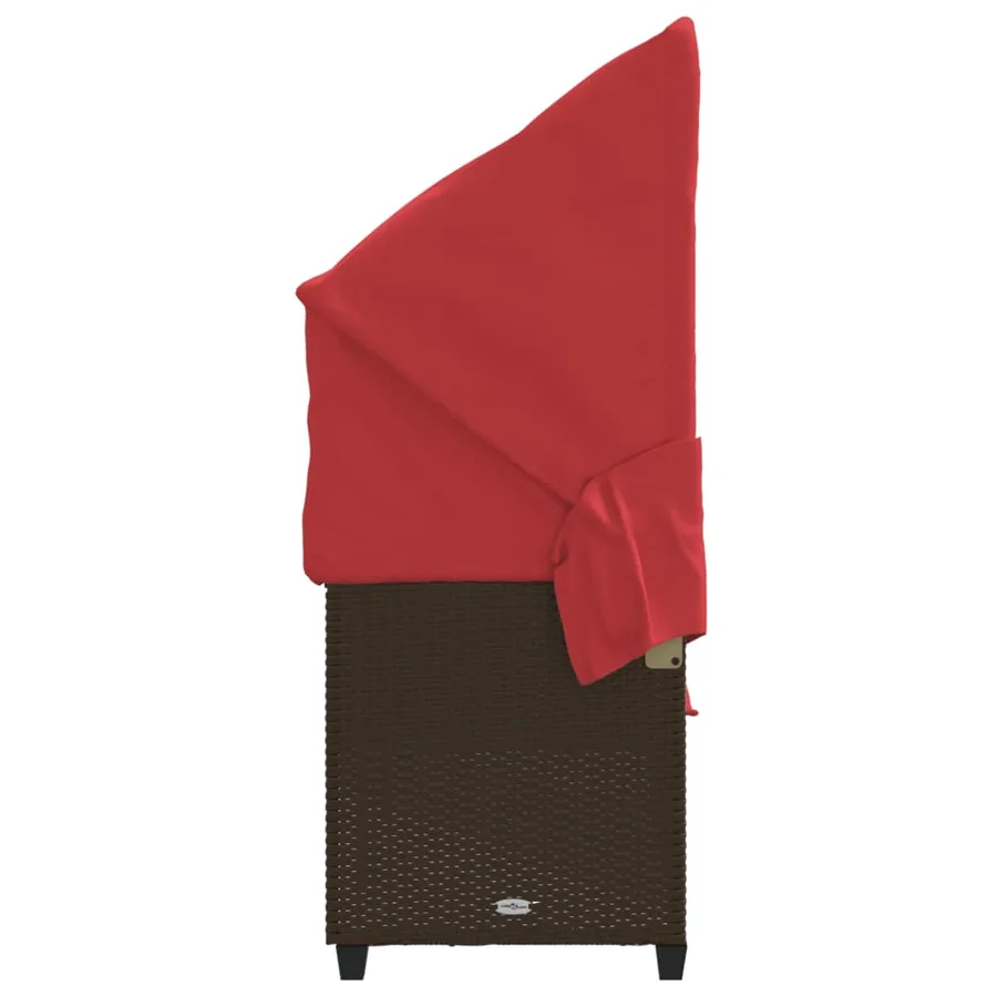 Chaise longue avec auvent et coussins marron résine tressée - 7