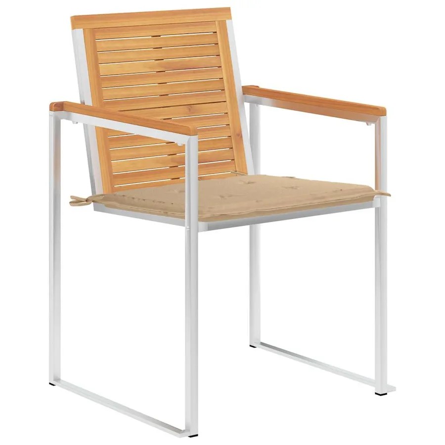 Chaises de jardin avec coussins lot de 2 Teck solide et acier - 3