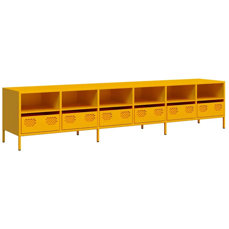 Meuble TV jaune moutarde 202x39x43,5 cm acier laminé à froid - 2